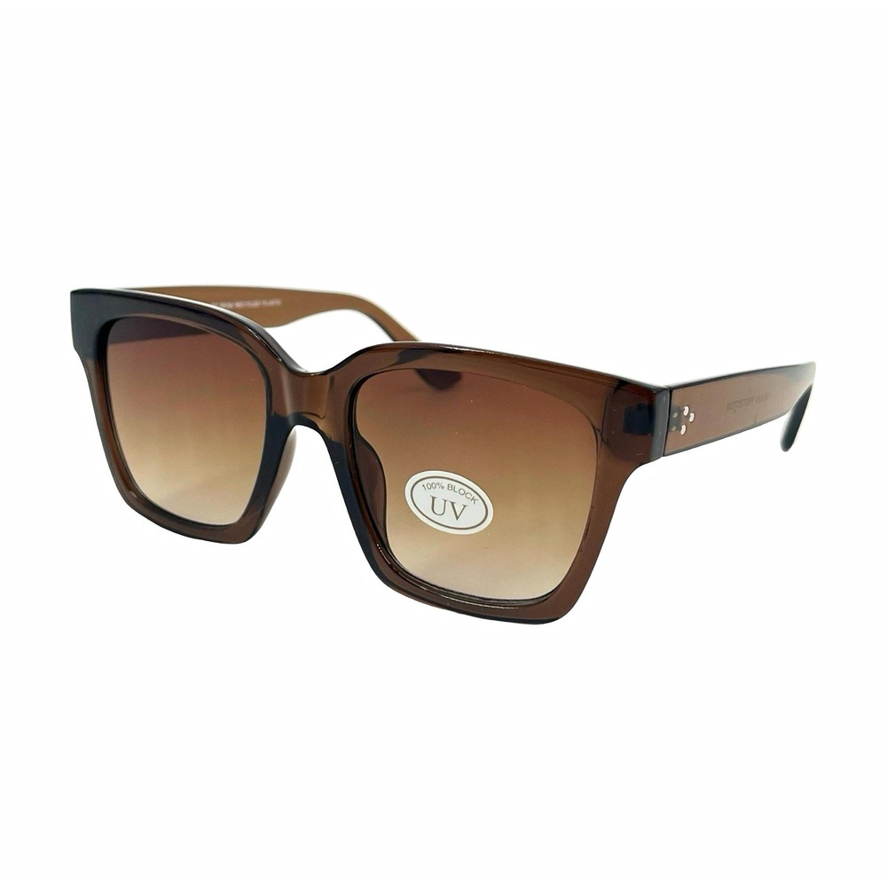 Brown Oversized Square Sunglasses Gradient Lens Y2K Retro Recycled Plastic UV